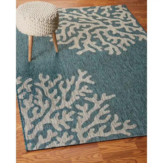 Blue Coral Reef Indoor Outdoor Area Rug Photo 8