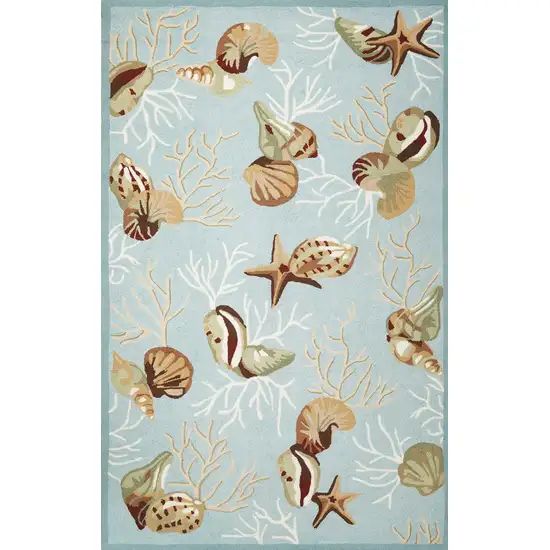 Blue Corals and Shells Area Rug Photo 1