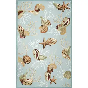 Photo of Blue Corals and Shells Area Rug