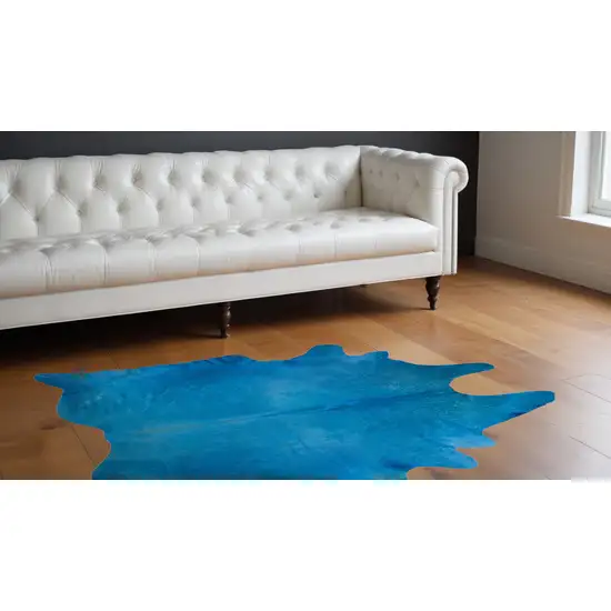 Blue Cowhide Cowhide Handmade Area Rug Photo 1