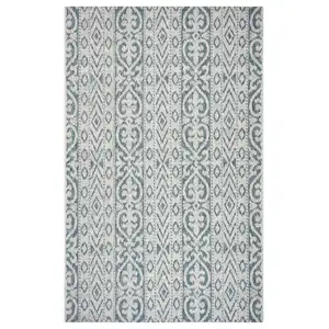 Photo of Blue Damask Indoor Outdoor Area Rug