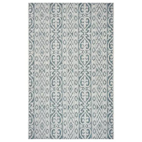 Blue Damask Indoor Outdoor Area Rug Photo 1