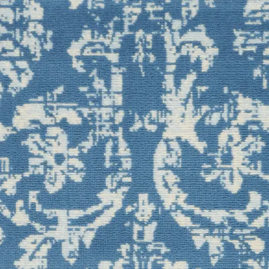 Blue Damask Power Loom Area Rug Photo 4