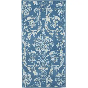 Photo of Blue Damask Power Loom Area Rug