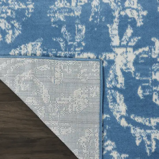 Blue Damask Power Loom Area Rug Photo 4