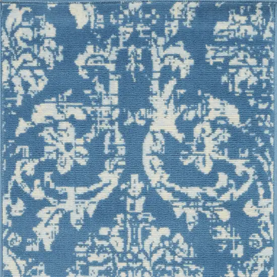 Blue Damask Power Loom Area Rug Photo 5