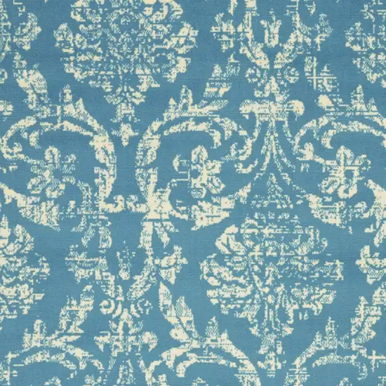 Blue Damask Power Loom Area Rug Photo 4