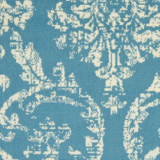 Blue Damask Power Loom Area Rug Photo 9