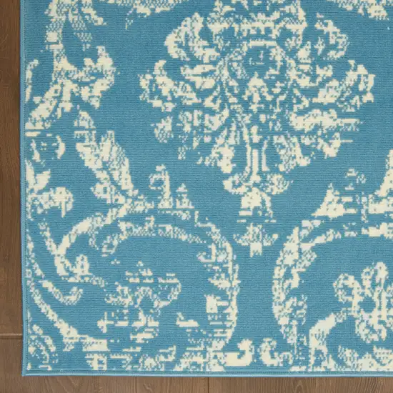 Blue Damask Power Loom Area Rug Photo 8