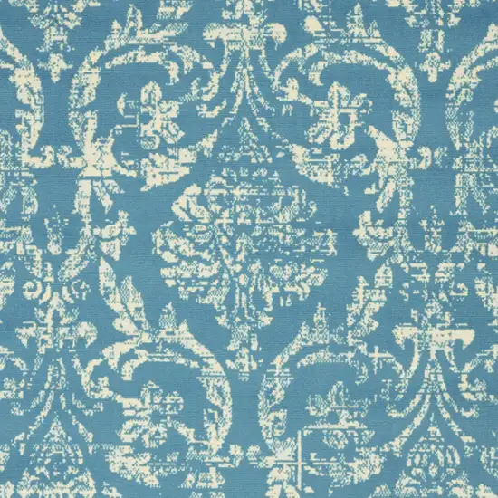 Blue Damask Power Loom Area Rug Photo 4