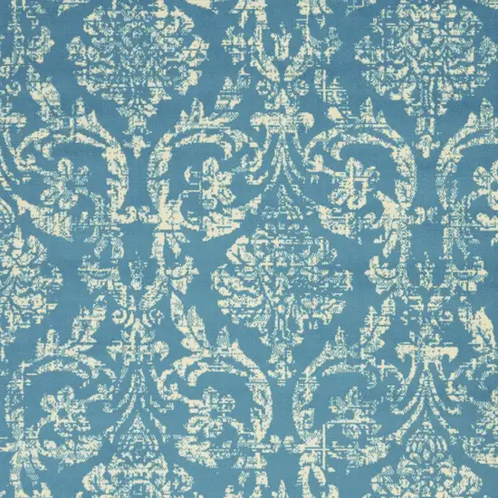 Blue Damask Power Loom Area Rug Photo 5