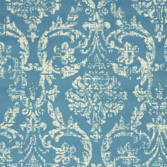 Blue Damask Power Loom Area Rug Photo 4