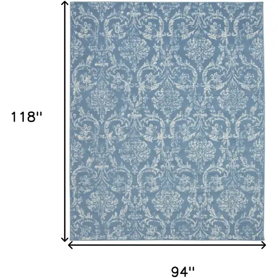 Blue Damask Power Loom Area Rug Photo 8