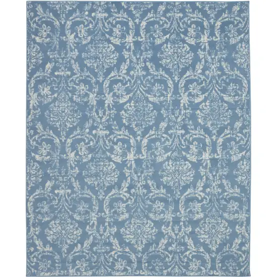 Blue Damask Power Loom Area Rug Photo 1