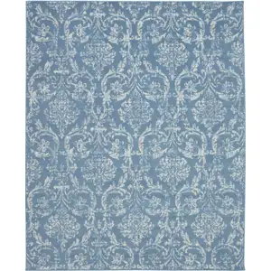 Photo of Blue Damask Power Loom Area Rug