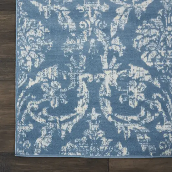 Blue Damask Power Loom Area Rug Photo 3