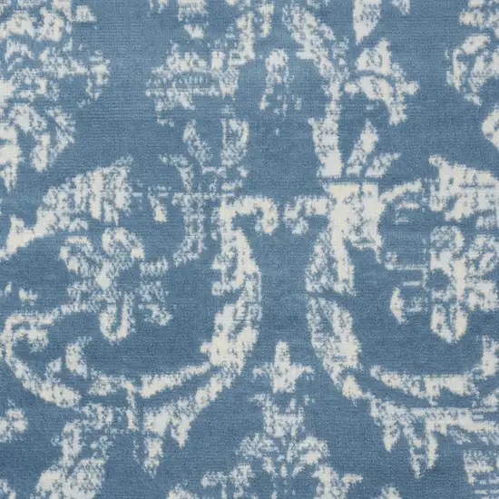 Blue Damask Power Loom Area Rug Photo 9