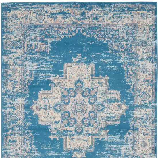 Blue Damask Power Loom Area Rug Photo 6