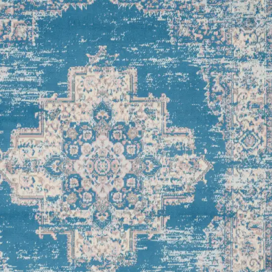 Blue Damask Power Loom Area Rug Photo 5