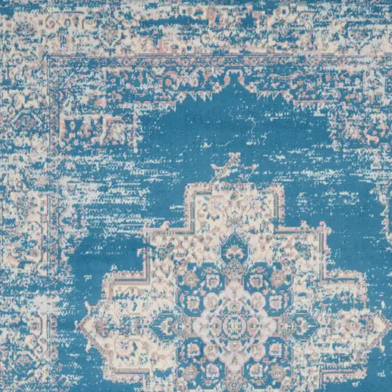 Blue Damask Power Loom Area Rug Photo 5