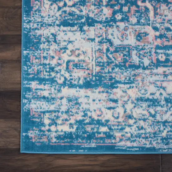 Blue Damask Power Loom Area Rug Photo 9