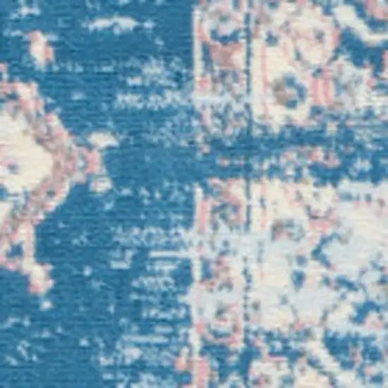 Blue Damask Power Loom Area Rug Photo 5