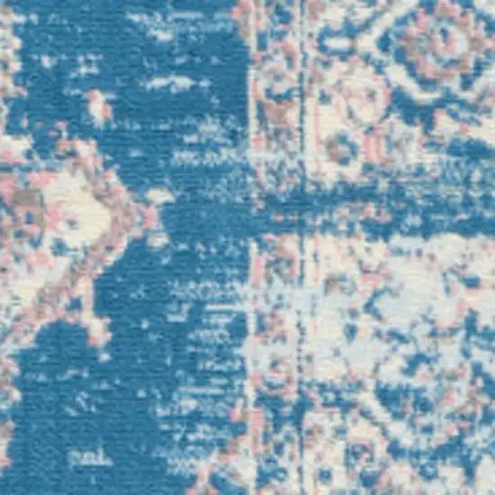 Blue Damask Power Loom Area Rug Photo 6