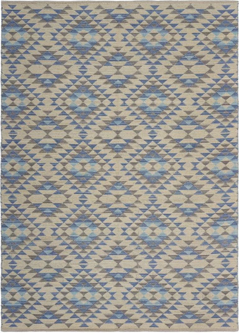 Blue Decorative Lattice Area Rug Photo 5