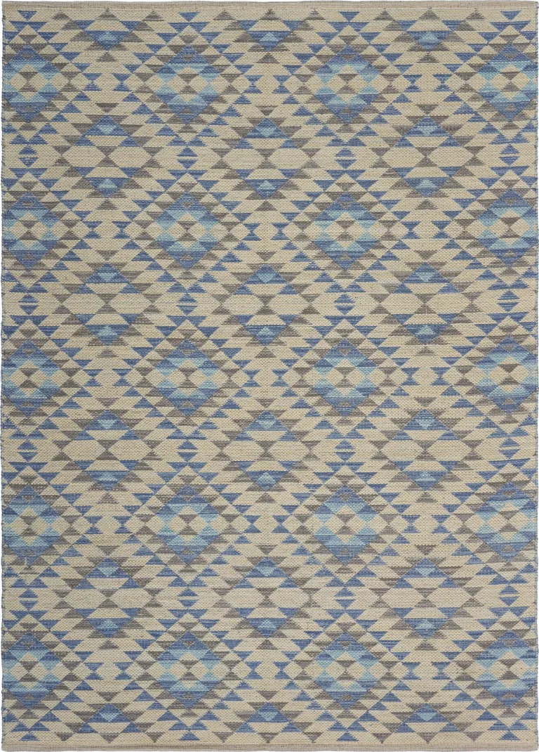 Blue Decorative Lattice Area Rug Photo 1