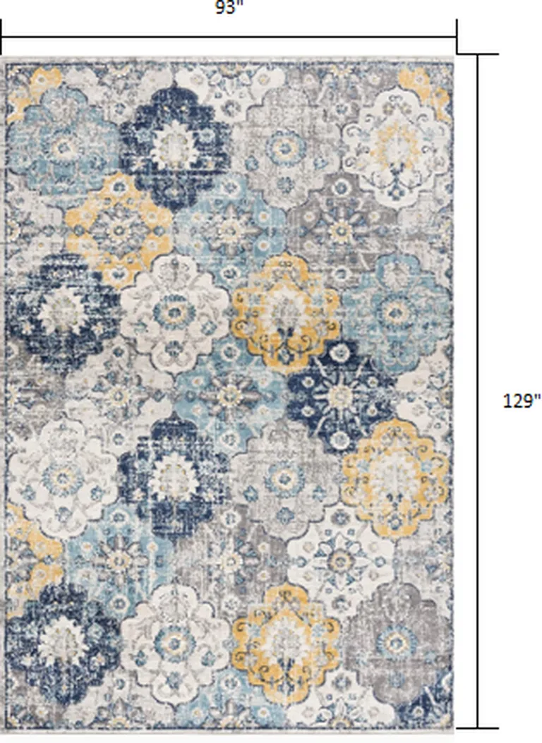 Blue Distressed Floral Area Rug Photo 1