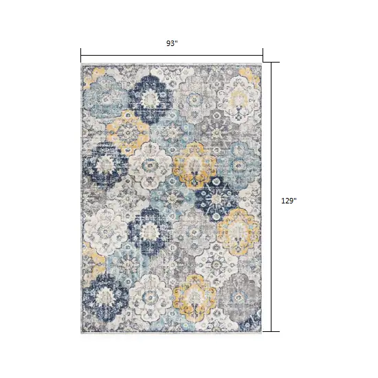 Blue Distressed Floral Area Rug Photo 1