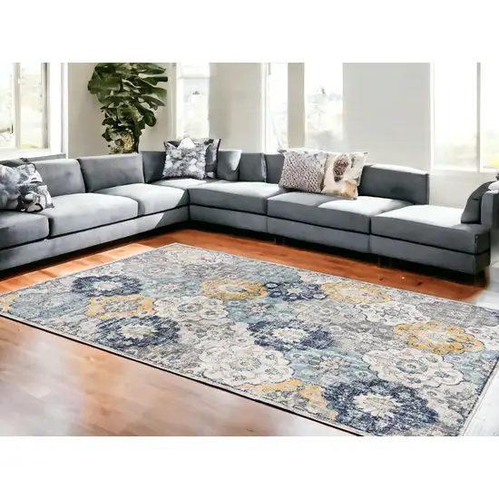 Blue Floral Dhurrie Area Rug Photo 1