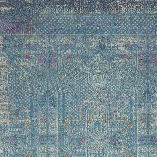 Blue And Ivory Southwestern Distressed Area Rug Photo 6