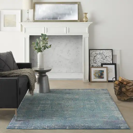 Blue Distressed Medallion Area Rug Photo 6