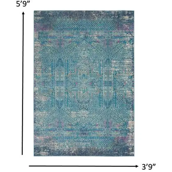 Blue Distressed Medallion Area Rug Photo 5