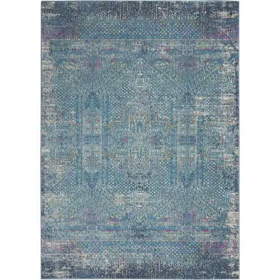 Blue Distressed Medallion Area Rug Photo 1