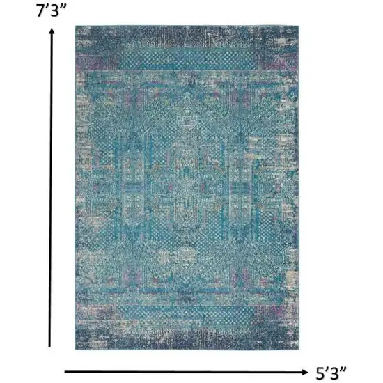 Blue Distressed Medallion Area Rug Photo 5