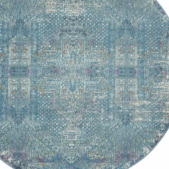 Blue Distressed Medallion Area Rug Photo 8