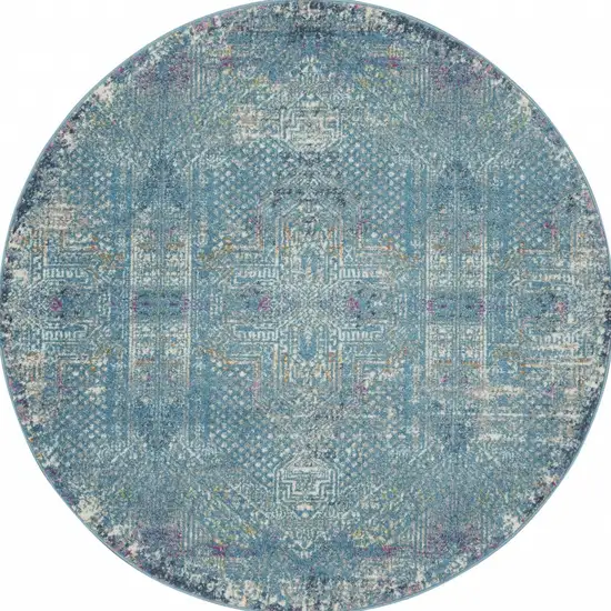 Blue Distressed Medallion Area Rug Photo 9