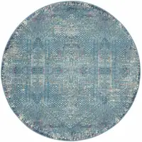 Photo of Blue Distressed Medallion Area Rug