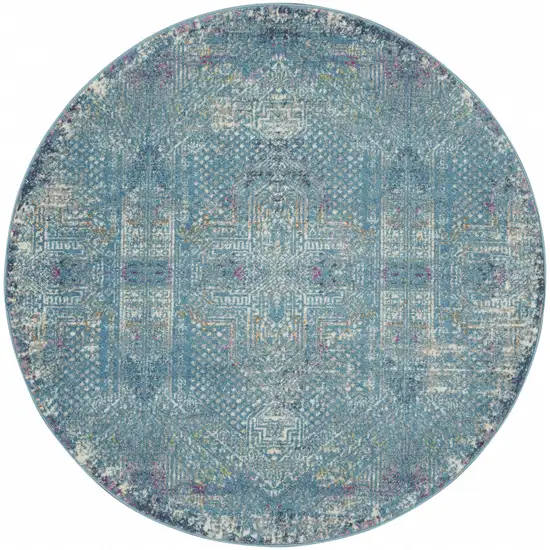 Blue Distressed Medallion Area Rug Photo 1