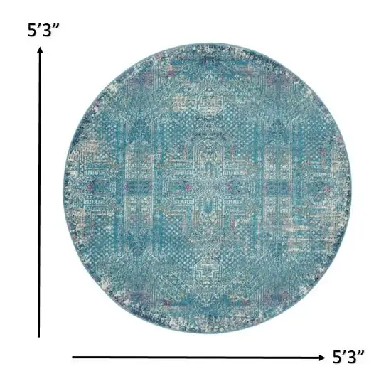 Blue Distressed Medallion Area Rug Photo 6