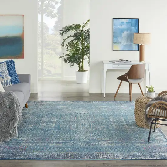 Blue Southwestern Power Loom Area Rug Photo 6