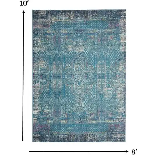 Blue Distressed Medallion Area Rug Photo 6