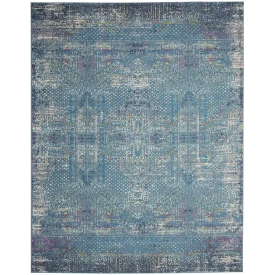 Blue Distressed Medallion Area Rug Photo 1