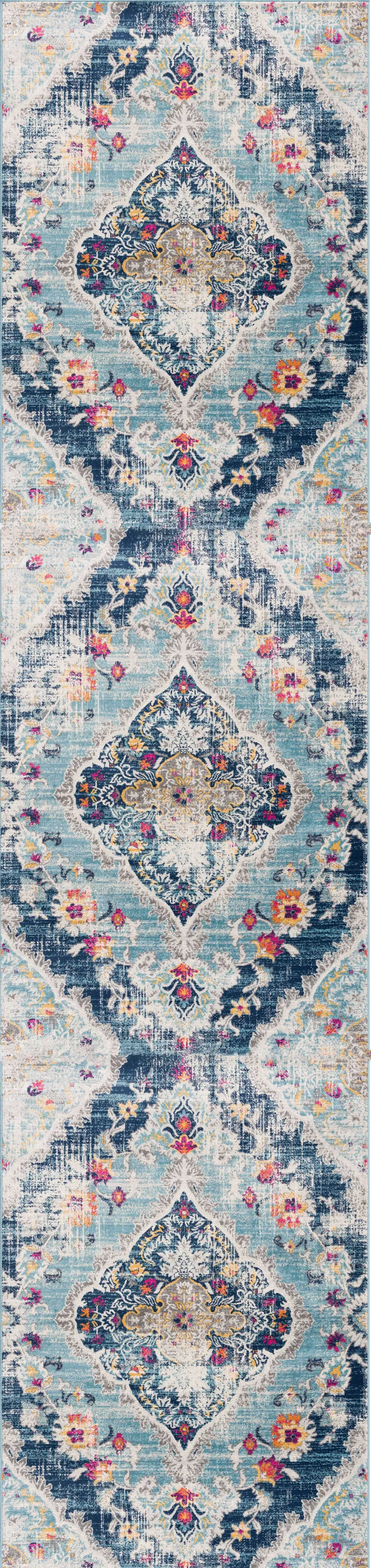 Blue Distressed Medallion Area Rug Photo 3