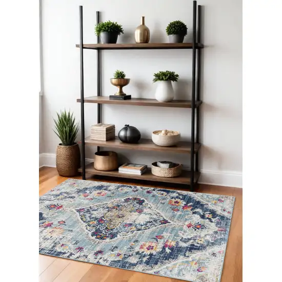 Blue Oriental Dhurrie Area Rug Photo 1