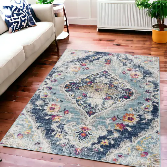 Blue Oriental Dhurrie Area Rug Photo 1