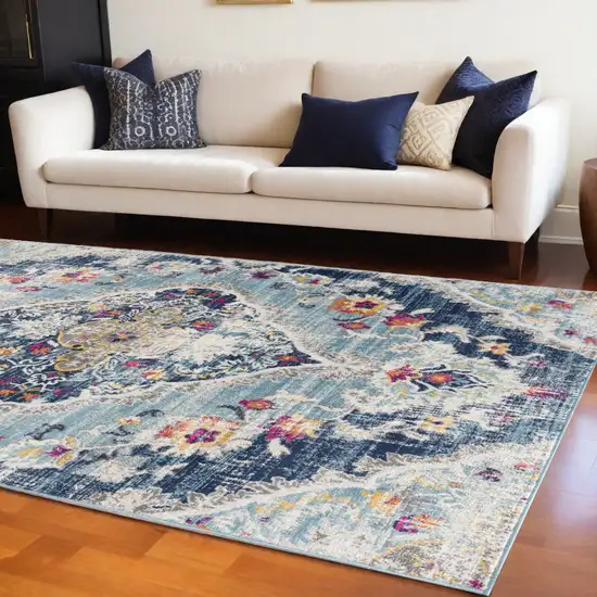 Blue Oriental Dhurrie Area Rug Photo 1