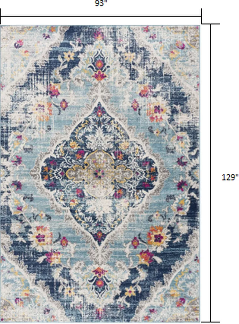 Blue Distressed Medallion Area Rug Photo 2